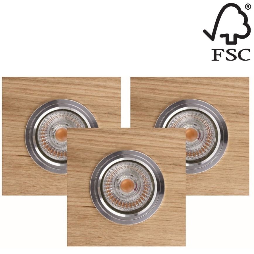 SET 3x LED Hang plafondverlichting VITAR 1xGU10/5W/230V CRI 90 eiken – FSC gecertificeerd