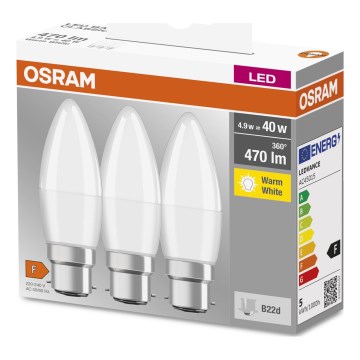 SET 3x LED Lamp B38 B22d/4,9W/230V 3000K - Osram