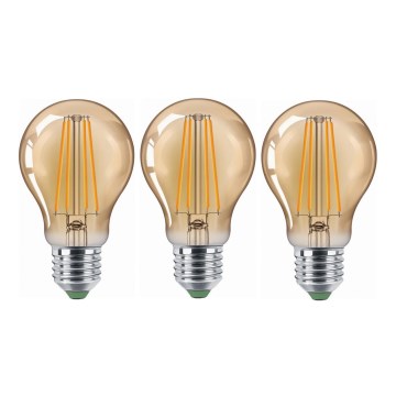 SET 3x LED Lamp CLASIC AMBER A60 E27/9W/230V 2200K - Brilagi