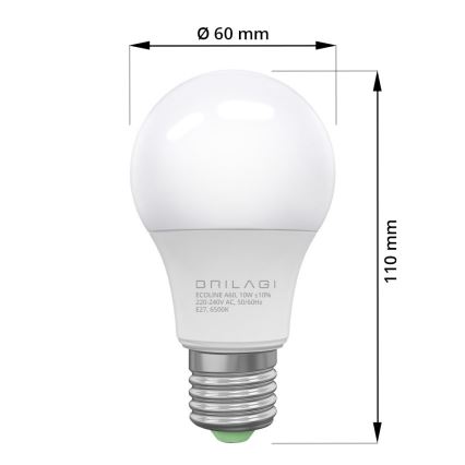 SET 3x LED Lamp ECOLINE A60 E27/10W/230V 4000K - Brilagi