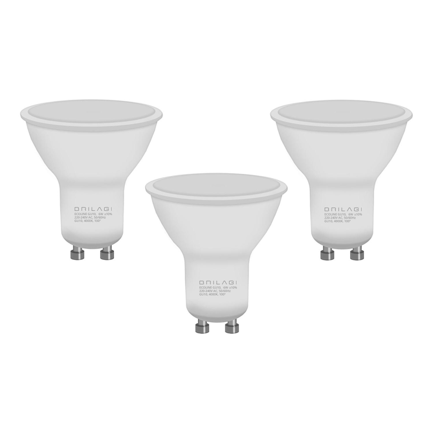 SET 3x LED Lamp ECOLINE GU10/6W/230V 4000K - Brilagi