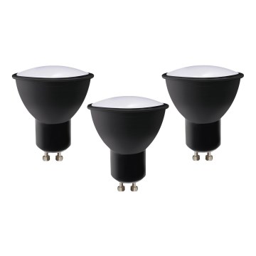 SET 3x LED Lamp ECOLINE GU10/6W/230V 4000K zwart - Brilagi