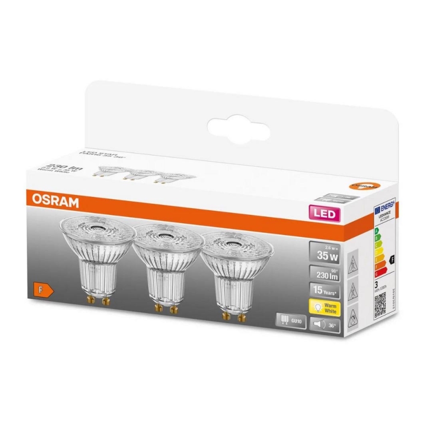 SET 3x LED Lamp PAR16 GU10/2,6W/230V 2700K - Osram