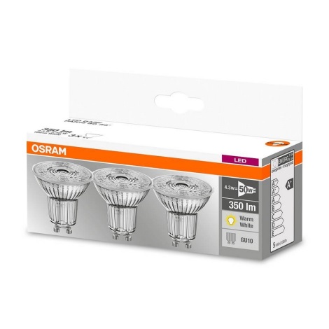 SET 3x LED Lamp PAR16 GU10/4,3W/230V 2700K - Osram