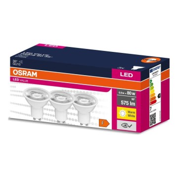 SET 3x LED Lamp PAR16 GU10/6,9W/230V 2700K 36° - Osram