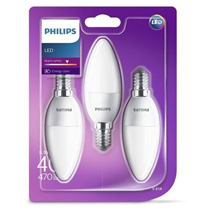 SET 3x LED Lamp Philips B35 E14/5,5W/230V