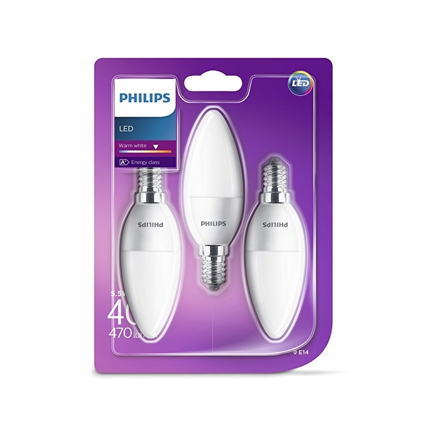 SET 3x LED Lamp Philips B35 E14/5,5W/230V