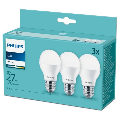 SET 3x LED Lamp Philips E27/3W/230V 3000K