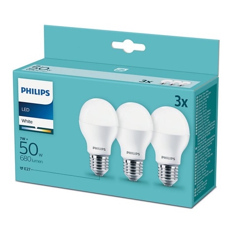 SET 3x LED Lamp Philips E27/7W/230V 3000K