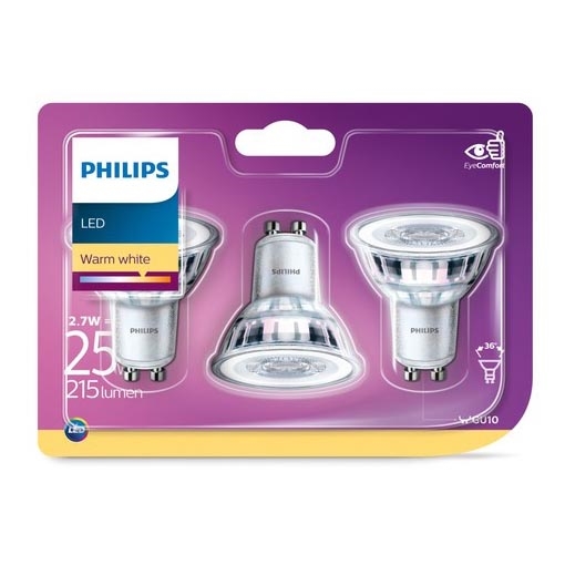 SET 3x LED Lamp Philips GU10/2,7W/230V 2700K