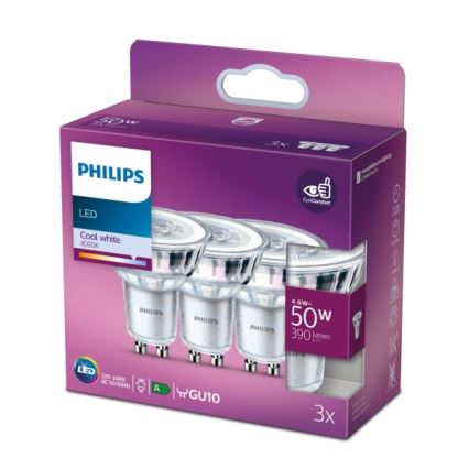 SET 3x LED Lamp Philips PAR16 GU10/4,6W/230V 4000K