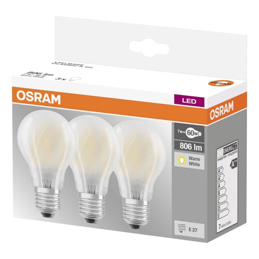 SET 3x LED Lamp VINTAGE E27/7W/230V 2700K - Osram