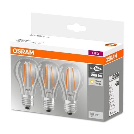 galop Cordelia alliantie SET 3x LED Lamp VINTAGE E27/7W/230V 2700K - Osram | Lumimania