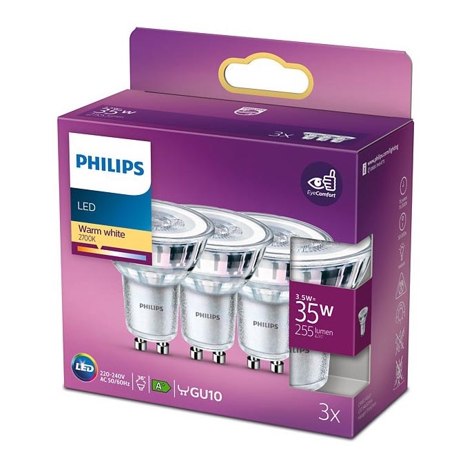 SET 3x LED Lampen Philips GU10/3,5W/230V 2700K