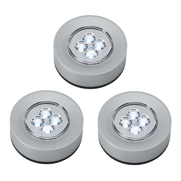 SET 3x LED Oriëntatie Lamp met Aanraak Besturing 1xLED/2W/4,5V zilver