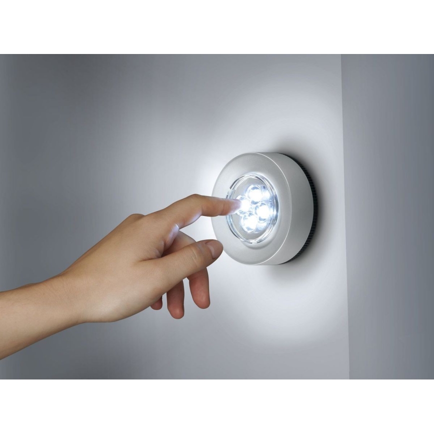 SET 3x LED Oriëntatie Lamp met Aanraak Besturing 1xLED/2W/4,5V zilver