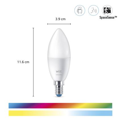 SET 3x LED RGBW Dimbare lamp C37 E14/4,9W/230V 2200-6500K CRI 90 Wi-Fi - WiZ