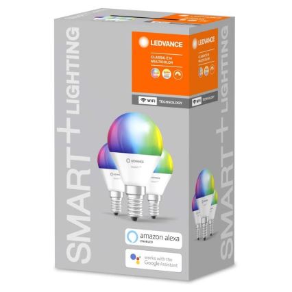 Set 3x LED RGBW Lamp dimbaar SMART + E14 / 5W / 230V 2700K-6500K Wi-Fi - Ledvance