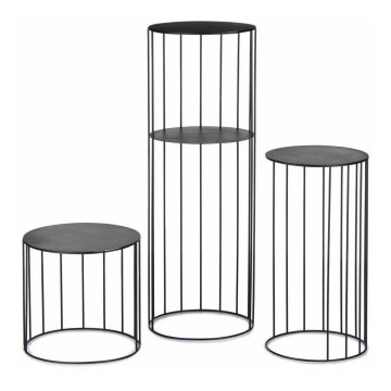 SET 3x Plantenstandaard LOFT zwart