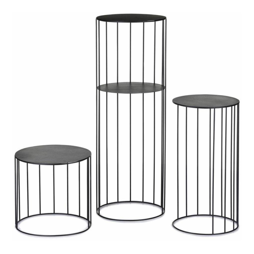 SET 3x Plantenstandaard LOFT zwart