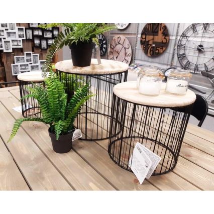 SET 3x Bloemenstandaard Ø 19/23/28 cm zwart/beige
