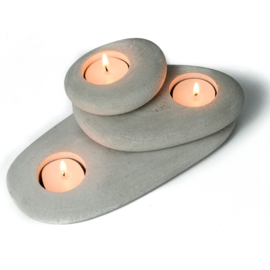 SET 3x Supports pour bougies 21,5cm/15cm/9cm béton