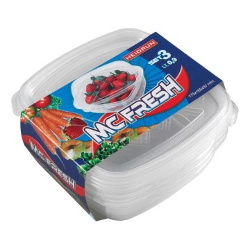 SET 3x Voedselcontainer 0,9 l transparant
