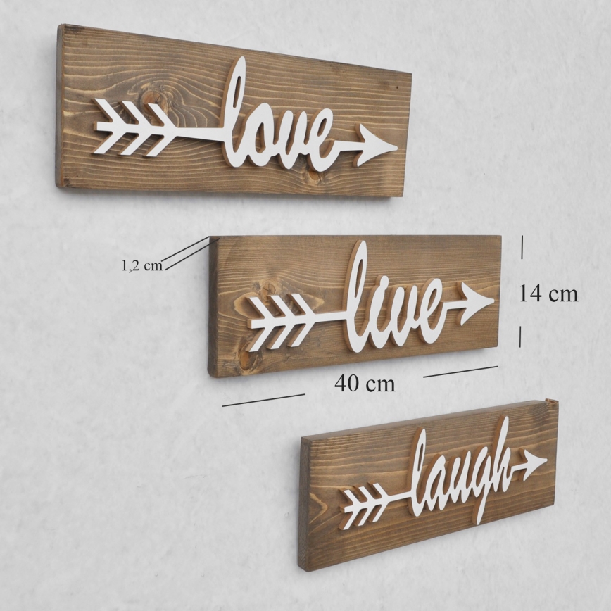 SET 3x Wand Decoratie spar