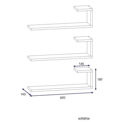 SET 3x Wandplank EMILY 18x60 cm wit