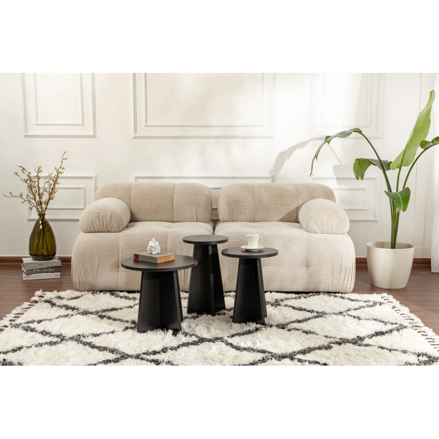 SET 3x Zijtafel LUME diameter 28/33/43 cm zwart