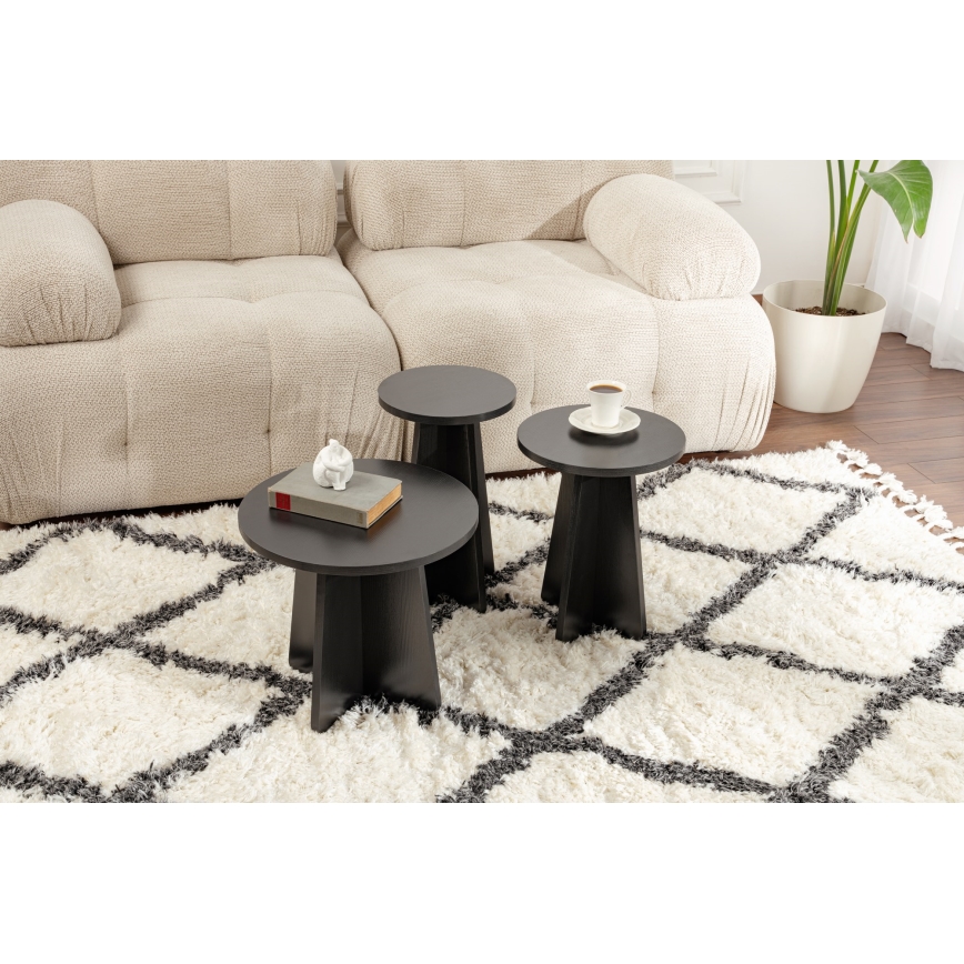 SET 3x Zijtafel LUME diameter 28/33/43 cm zwart