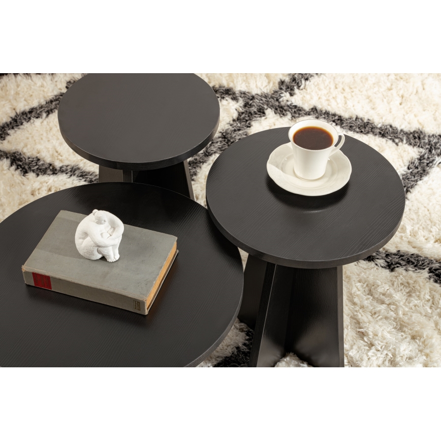 SET 3x Zijtafel LUME diameter 28/33/43 cm zwart