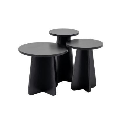 SET 3x Zijtafel LUME diameter 28/33/43 cm zwart