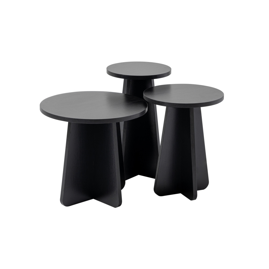 SET 3x Zijtafel LUME diameter 28/33/43 cm zwart