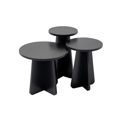 SET 3x Zijtafel LUME diameter 28/33/43 cm zwart