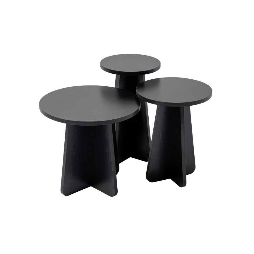 SET 3x Zijtafel LUME diameter 28/33/43 cm zwart