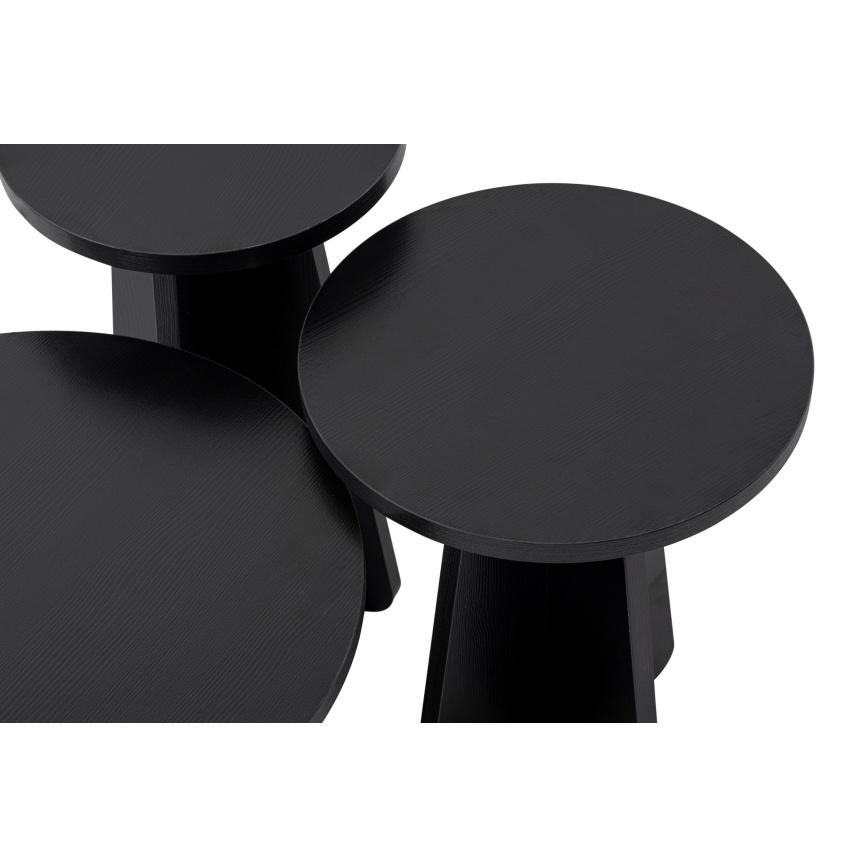 SET 3x Zijtafel LUME diameter 28/33/43 cm zwart