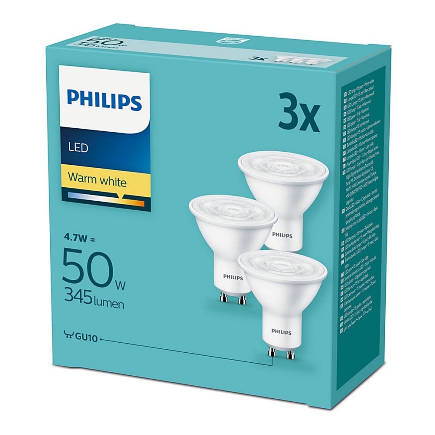 nemen Geurloos hardwerkend SET 3xLED Lamp Philips GU10/4,7W/230V 2700K | Lumimania