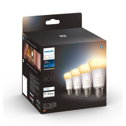 SET 4x Dimbare LED Lamp Philips Hue WHITE AMBIANCE E27/6W/230V 2200-6500K