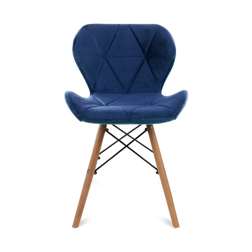 SET 4x Eetkamerstoel TRIGO 74x48 cm donkerblauw/beuken