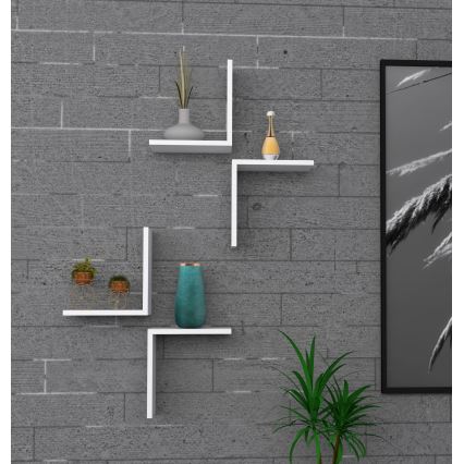 SET 4x Etagère murale FACE 32x28 cm blanche