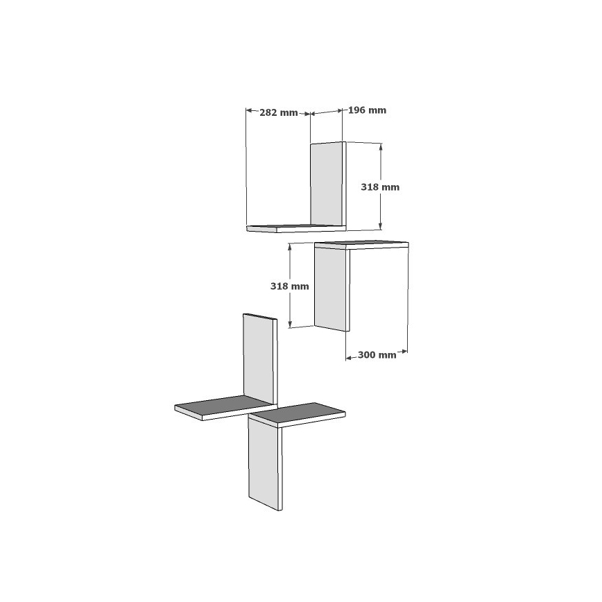 SET 4x Etagère murale FACE 32x28 cm blanche