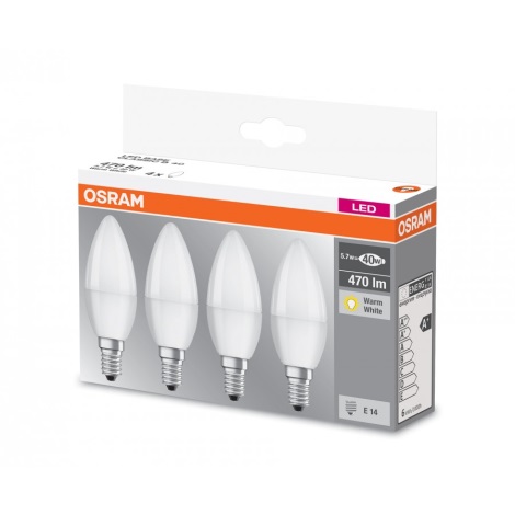 SET 4x LED Lamp B40 E14/5,7W/230V 2700K - Osram