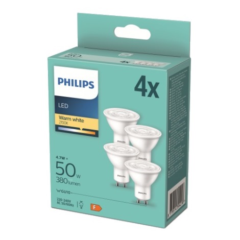 SET 4x LED lamp Philips GU10/4,7W/230V 2700K