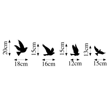 SET 4x Wanddecoratie vogels metaal