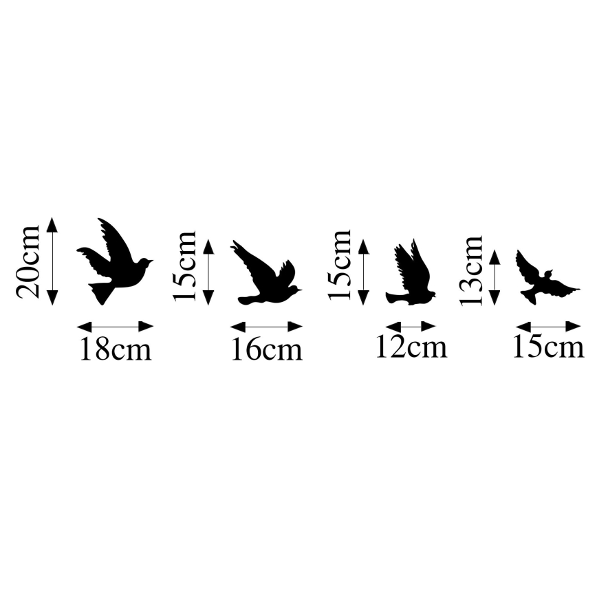SET 4x Wanddecoratie vogels metaal