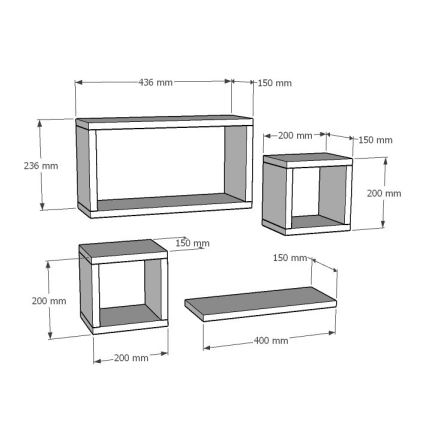 SET 4x Wandplank BABI wit