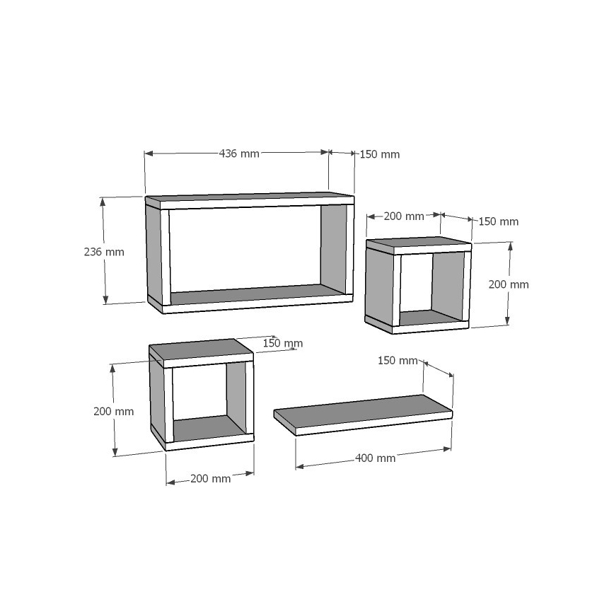 SET 4x Wandplank BABI wit