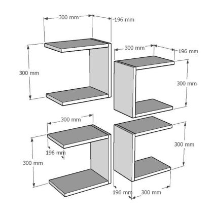 SET 4x Wandplank BASE 30x30 cm wit