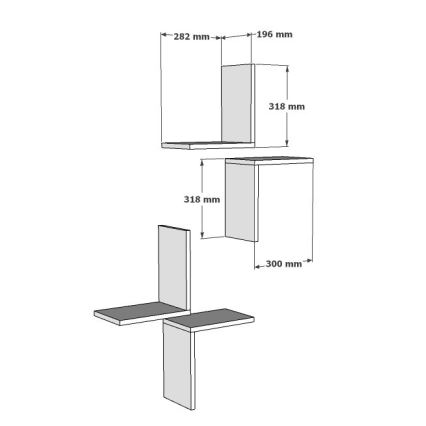 SET 4x Wandplank FACE 32x28 cm wit